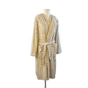TOURANCE Women's LG Premium MID Minky Silk Lined Beige  Robe LOUNGEWEAR bathrobe